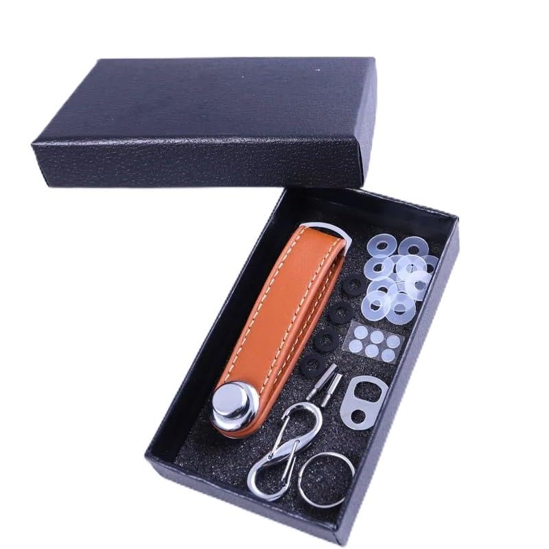 ZAPPER ® Key Chain Key Holder Vegan Velo Leather Key Organizer Minialist Compact Keyholder with Key Ring - Brown