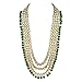 Aheli Indian Wedding Kundan Beaded Heavy Bridal Long Choker Necklace Earrings with Maang Tikka Traditional Jewellery Set for Women (Green)