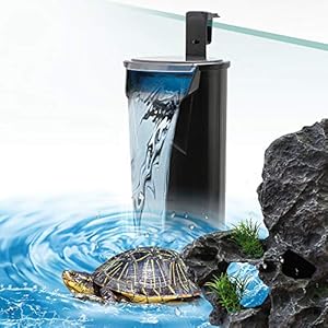 SENZEAL Pompa Filtro a Cascata a Basso Livello Dell’acqua Tartaruga Filtro Interno per Acquario 5W 220V/50Hz 400L/H Livello Dell’acqua Basso Pulito per Acquari Rettili Anfibi – Nero