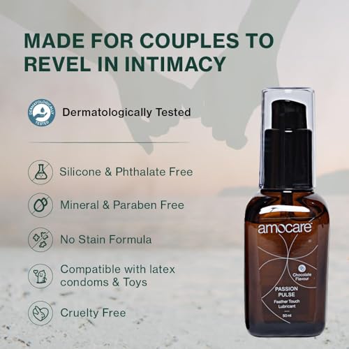 Image of Amocare Long Lasting Lubricant Gels for Men & Women (Pack of 2) | Dermatologically Tested and pH balanced | Water-based, non-sticky, and no Nasties | Chocolate & Strawberry Flavours | 50 ml each