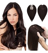 Hairro Human Hair Toppers for Women, Clip in Hair Pieces, 130% Density 3