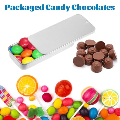 Image of Qianyu Mini Metal Empty Slide Top Tin Box Containers for Lip Balm Solid Perfume Crafts 6 Pcs Rectangular Hinged Tin Box Containers Cosmetics Metal Boxes for Crafts Candies Jewelry Survival Storage Kit
