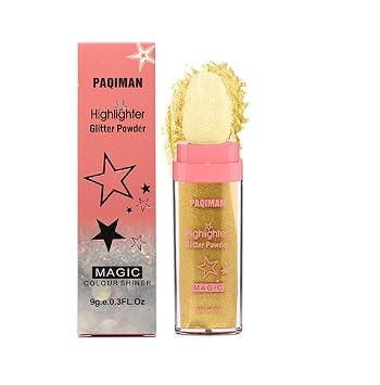 Gold Glitter Powder, Neon Outfit Party Body Sparkling Highlighter Makeup 05#Gold