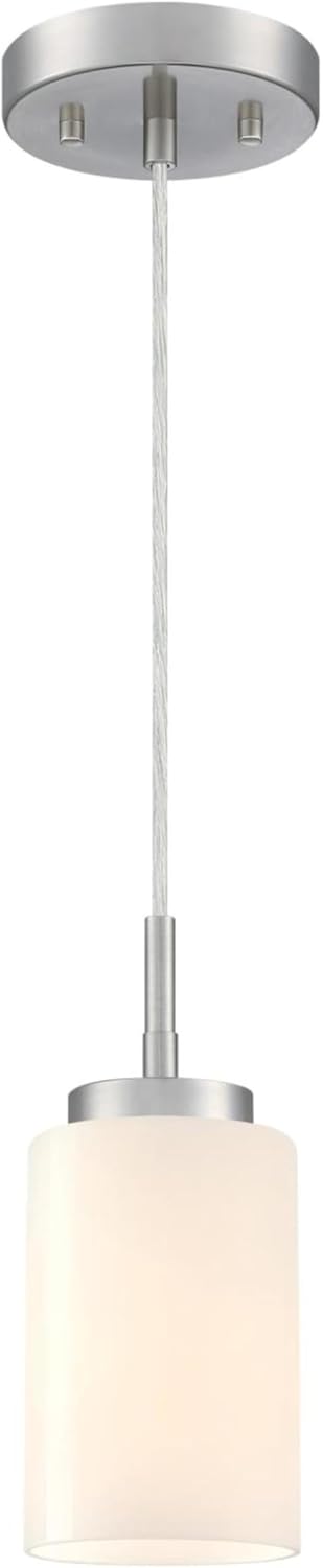 Westinghouse Lighting 6135400 Shamus Traditional One Light Indoor Mini Pendant, Black Finish, White Opal Glass