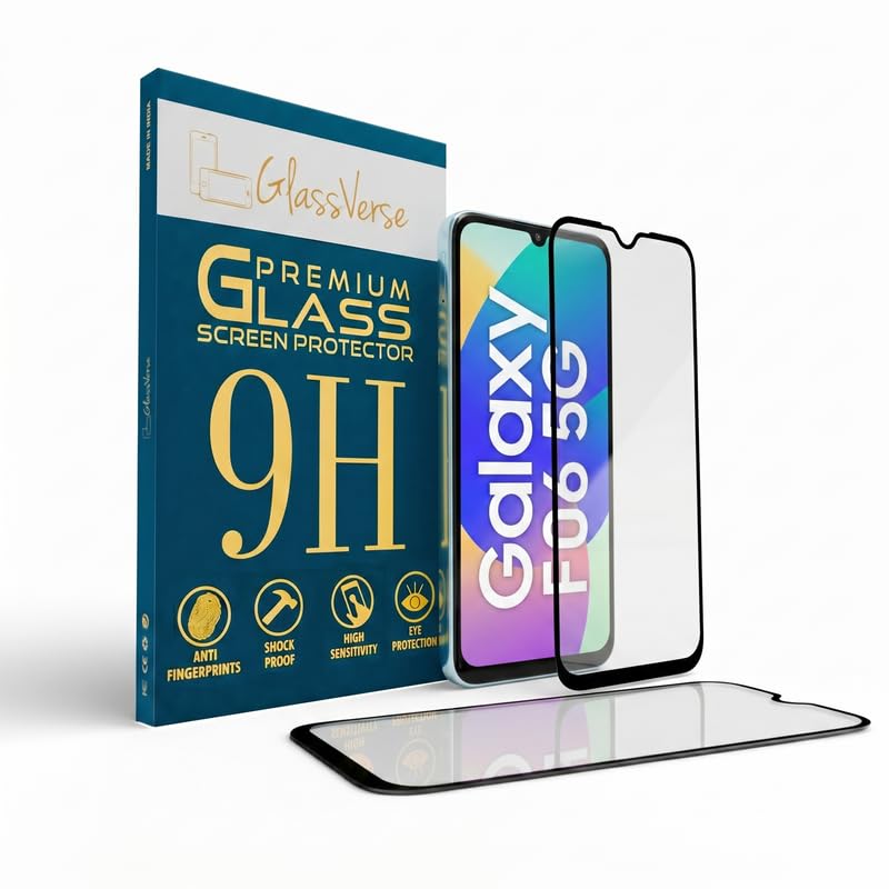 Image of GlassVerse PureView Tempered Glass for Samsung Galaxy F06 5G | Crystal Clear, 9H Hardness Screen Protector, Edge to Edge, Case Friendly, Hassle-less Installation Kit Included. (Pack of 1)