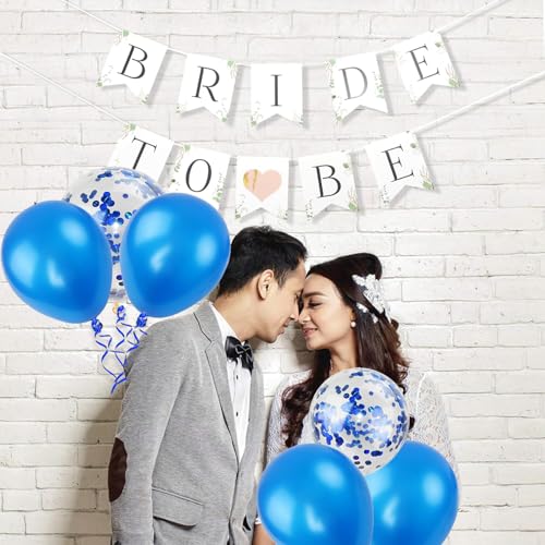 Image of Rozi Decoration Blue Metallic & Confetti Balloon Set - 10 Pcs | Decoration Party Balloons for Birthday, Baby Shower, Anniversary, Wedding & Festive Decorations