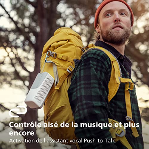 Philips Audio TAS4807W/Enceinte sans Fil Blanc, Protection Contre La Poussière/Eau, Basses Puissantes, Micro Intégré Les Appels, 12 Heures Musique, Appels Mains Libres avec Assistant Push-to-Talk