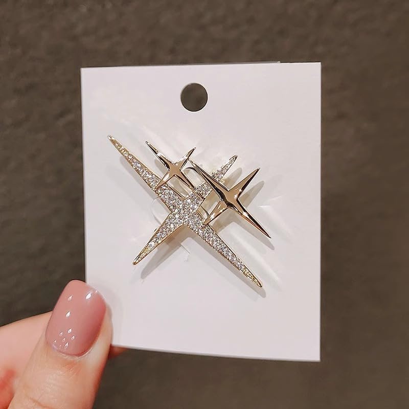 Image of Rhinestones Star Brooches 18k Gold-plated Star Brooch Pin Lapel Pin Accessories Christmas Birthday Gift for Women