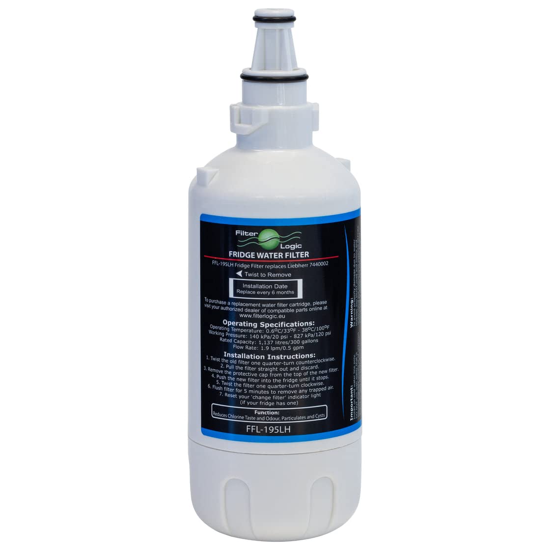 FilterLogic FFL-195LH | 3x Wasserfilter für Liebherr mit 7440011 Filter | Für Liebherr Side-by-Side Kühlschrank mit 7440011, 9880980, InfinitySpring-Kühlschrankfilter, Filterpatrone, Water Filter
