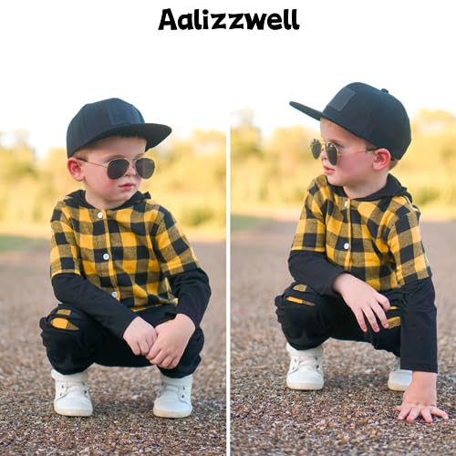 Image of Aalizzwell Toddler Boys Buffalo Plaid Hoodie Outfit