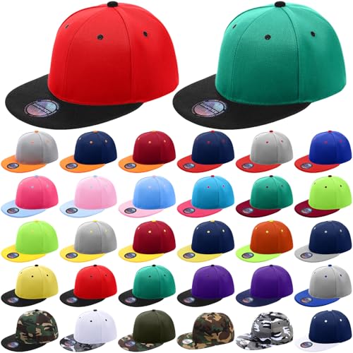 Image of Syhood 30 Pcs Snapback Hats for Men Flat Bill Caps Bulk Hip Hop Blank Flat Brim Adjustable Baseball Caps