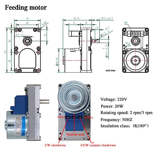 Förderschnecke pellets mit motor pelletmotor 2rpm 3.5rpm förderspirale transportschnecke pelletförderschnecke schneckenmotor pelletofen brenner