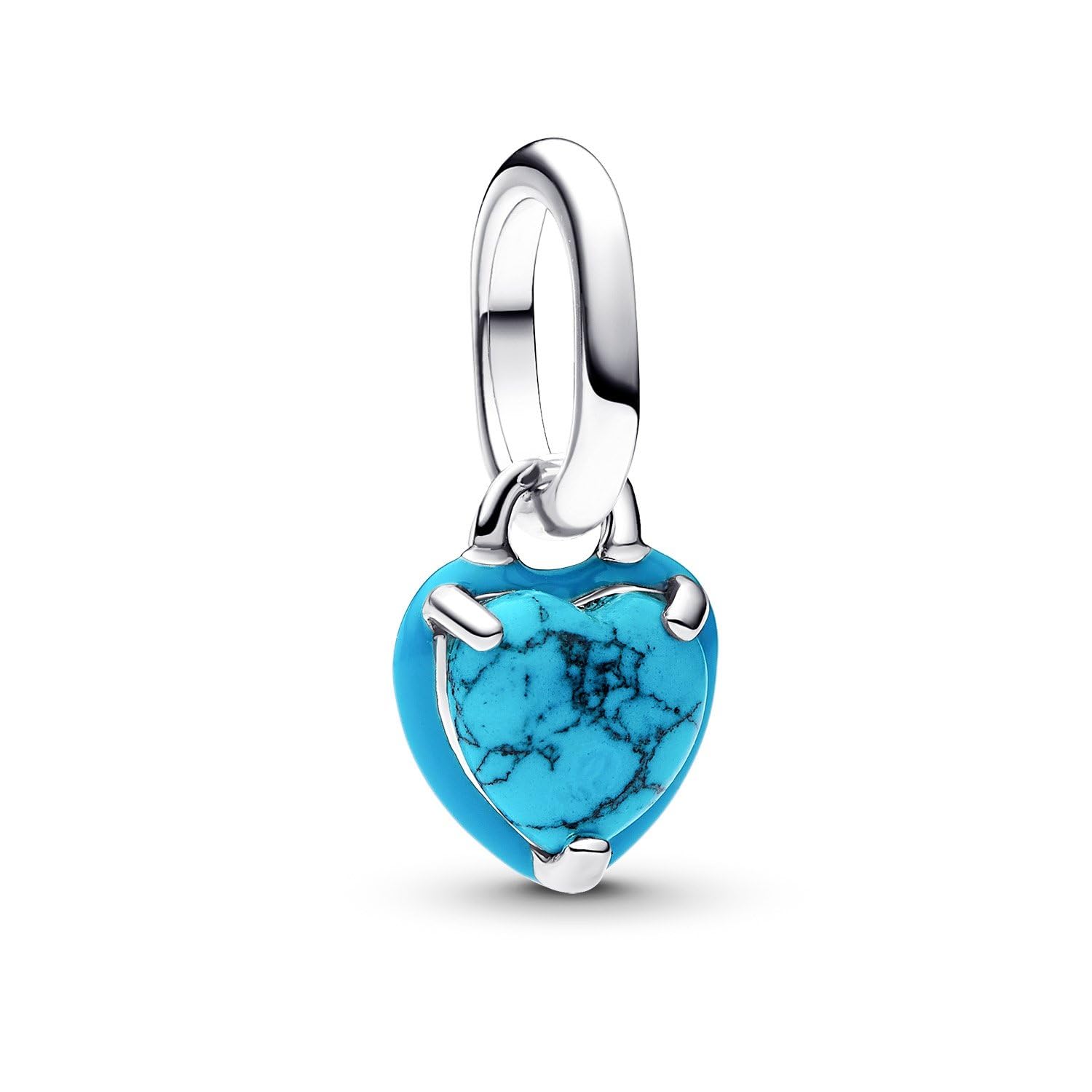 Pandora ME 793827C01 - Mini ciondolo a forma di cuore turchese, in argento Sterling, compatibile con Me e Moments, 3,2x8,4x6,2 mm, Argento sterling, Turchese