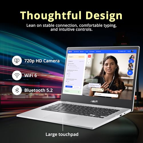 Image of ASUS Chromebook CX1 14 inch FHD Laptop, Intel Celeron N4500, 4GB RAM, 224GB Storage (64GB eMMC+160GB Docking Station Set), Intel UHD Graphics,720p HD Camera, WiFi 6, Chrome OS, Silver