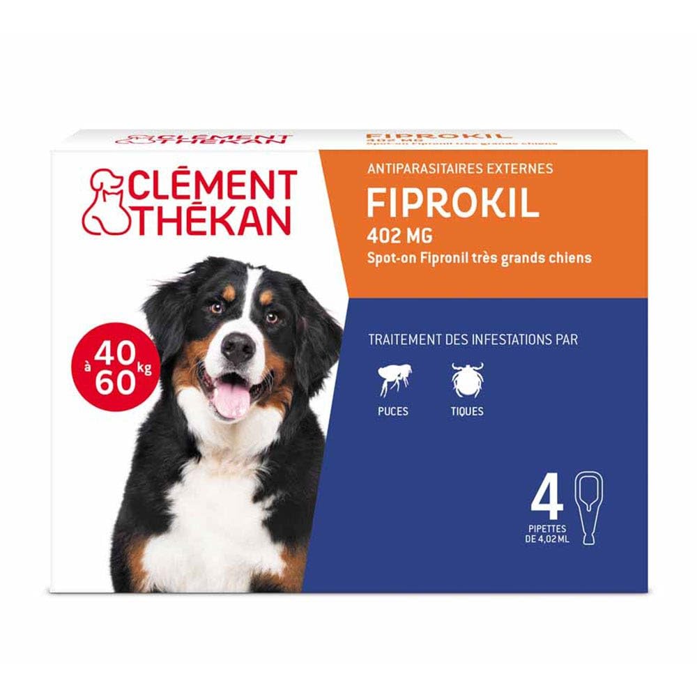 Fiprokil Clément Thékan Anti-puces/tiques - Chiens 40-60 kg - 4 pipettes