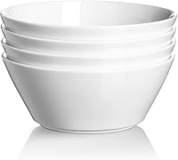 DOWAN 32oz Ceramic Soup Bowls Set of 4 - White Deep Bowls for Cereal, Salad, Pasta, Ramen, Fruit - Dishwasher Microwave Safe, Stackable Kitchen Essentials
