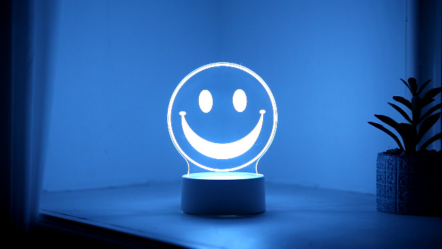 EXIGENT Happy Face 3D Acrylic LED Lamp Night Light Flashing Cool