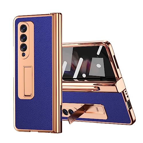 Coque Samsung Galaxy Z Fold 5 étui cuir bleu protection écran stylo et charnière
