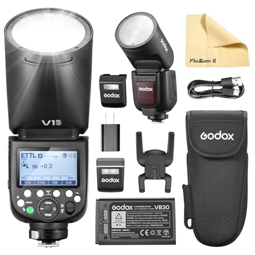 Godox V1PRO-S V1Pro S Runder Kopf Kamerablitz Camera Flash TTL Speedlite 2.4G 76Ws HSS 1/8000s Wireless TTL Speedlight Strobe mit Li-ion Batterie für Sony-Kameras