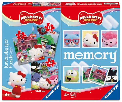 Ravensburger - Multipack Memory® E Puzzle Di Hello Kitty, Puzzle E Gioco Per Bambini, Età Raccomandata 4+