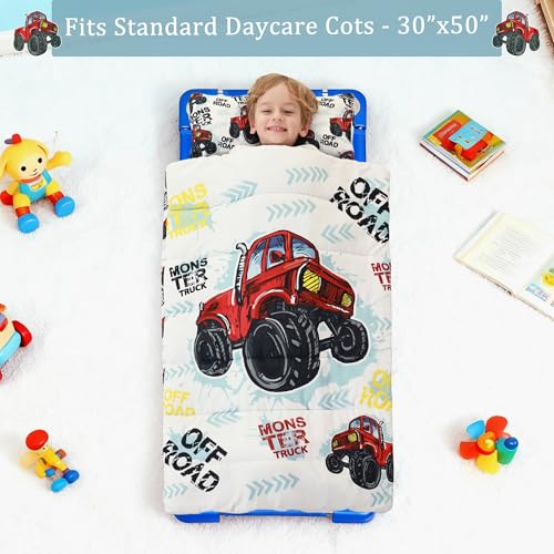 Image of Toddler Nap Mat for Preschool 50''x30'' Sleeping Mat with Removable Pillow and Minky Blanket for Kids Ages 3-7 Roll Up Soft Sleeping Bag for Boys Girls Kindergarten Daycare Sleepover
