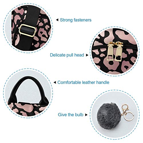 Image of ALAZA Rose Gold Leopard Print Pink Cheetah Animal Backpack Purse for Women Anti Theft Fashion Back Pack Shoulder Bag