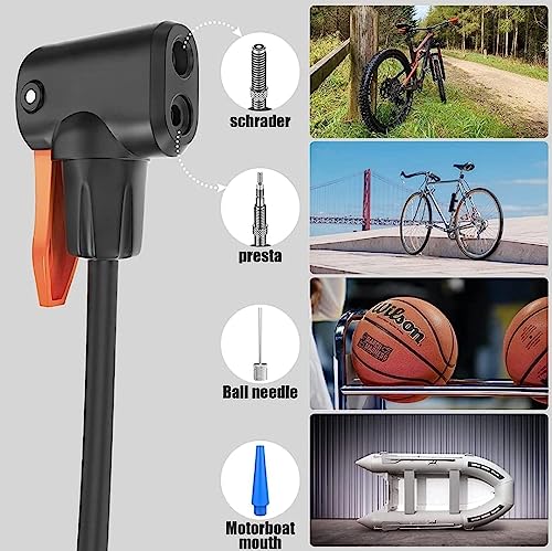 Portable Foot Pump with Dual Valve, Air Lock, and Accessories for Bicycles, Motorcycles, and Balls 5 516I3JFSdkL