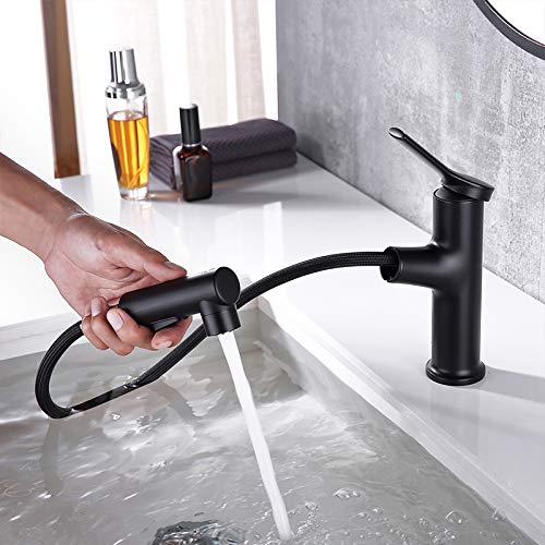 Grifo de baño con rociador extraíble moderno monomando para lavabo 4