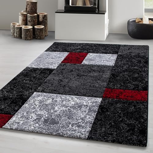 Carpetsale24 Alfombra Salon de Pelo Corto 80 x 150 cm Rojo-1 - Alfombras de Habitacion diseño a Cuadros Sala de Extrasuave - Moderna Alfombra Dormitorio, Alfombra Cocina, Tapete Sala