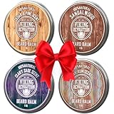 Viking Revolution 4 Beard Balm Variety Pack (1oz Each) - Sandalwood, Pine & Cedar, Bay Rum, Clary Sage - Styles, Strengthens and Softens Beards and Mustaches - Wax for Men