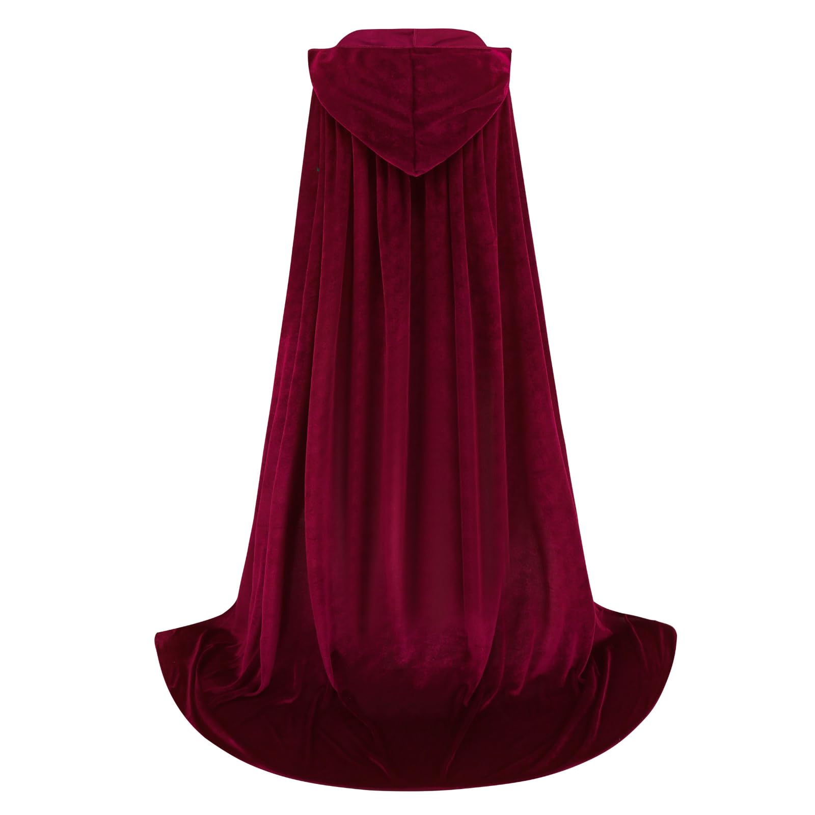 RRCBMD Adults Velvet Hooded Cape for Men Women Medieval Renaissance Unisex Cloak with Hood Wine Red Halloween Cosplay Costume 39.3inch - Image 4