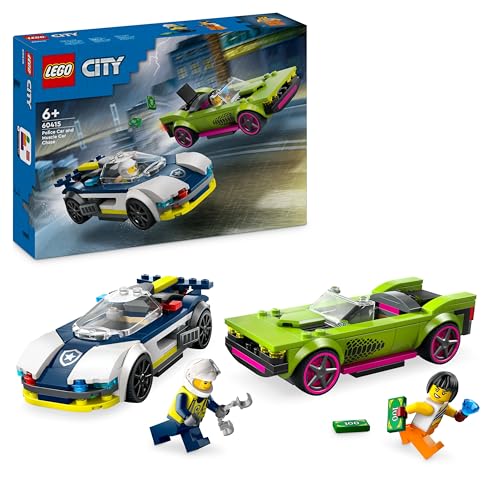 LEGO City Inseguimento della Macchina da Corsa, Set con 2 Modellini di Auto da Costruire della Polizia, Giocattolo per...