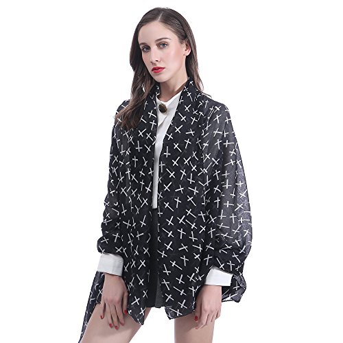 Lina & Lily Cross Print Women's Large Scarf Lightweight4