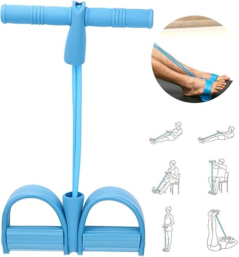 Miniatura 2 de Banda de pedal, 2 tubos para fitness, para yoga, ejercitador, entrenamiento multifunción, cuerda de tensión para cuerpo X, abdomen, cintura, brazo,