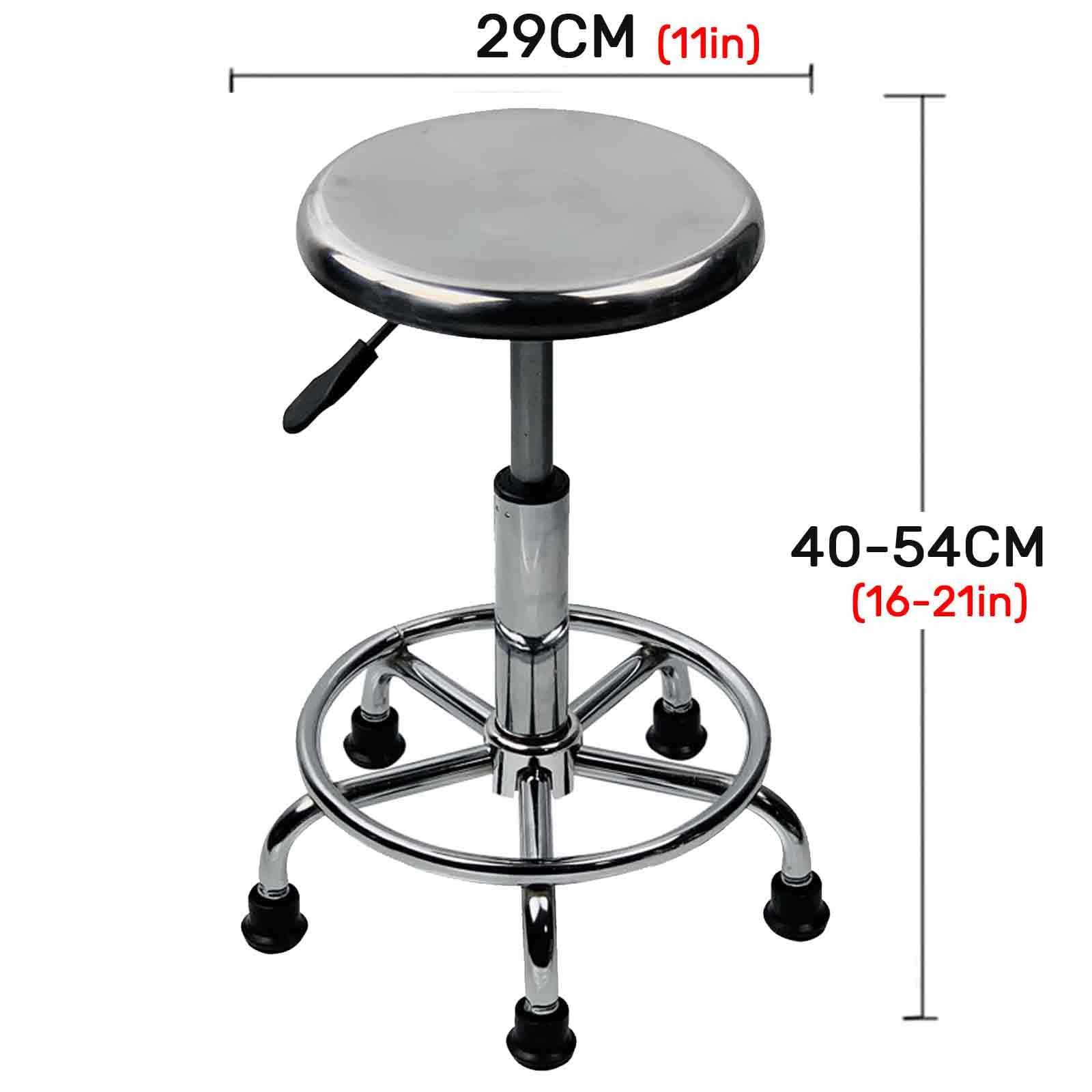 Genérico Taburete Ajustable De Acero Inoxidable: Trabajo Redondo Resistente, Diseño Ergonómico con Almohadillas Antideslizantes For Garaje, Taller, Laboratorio Y Uso Industrial