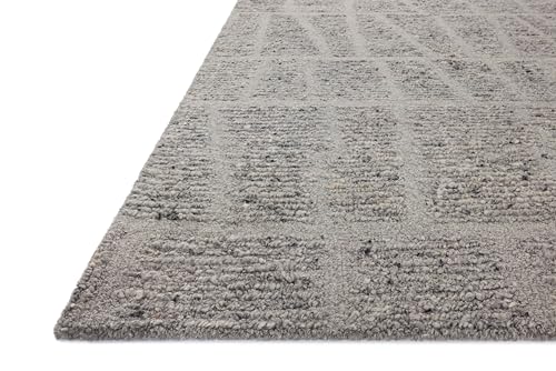 Image of Loloi Magnolia Home by Joanna Gaines Jones Slate 9'-3 inch x 13' Area Rug | Magnolia Home by Joanna Gaines JON-04 Approx. 9x13 Grey Living room Dining room Bedroom, Plush, Organic, Low-Pile, Area Rug