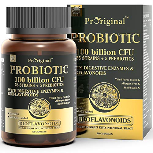 Probiotics 100 Billion CFU, Vegan Probiotics for Women, Men and Adults, Shelf Stable Raw Probiotics Supplement with Prebiotic, Digestive Enzymes, Bioflavonoids, Acidophilus, Gasseri and Rhamnosus.