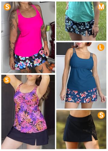 Image of Women Tankini with Skirt Two Piece Swimsuits Tummy Control Bathing Suit