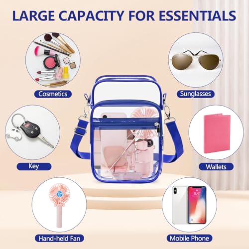 Image of Blvornl Clear Crossbody Bag with Adjustable Shoulder Strap, Stadium Approved PVC Purse Bag, Messenger Bag