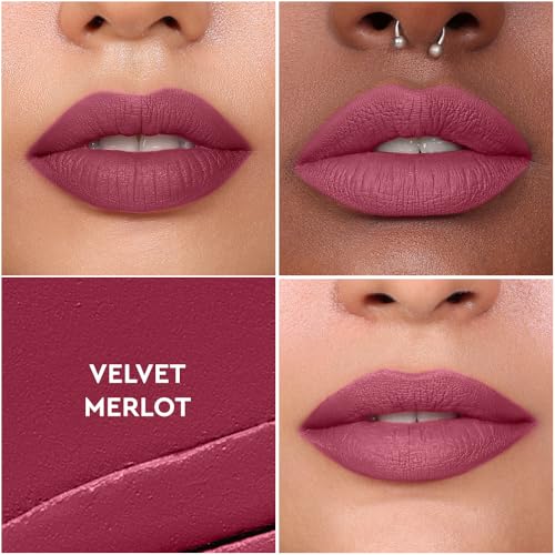 Image of Kiro Non-Stop Airy Matte Liquid Lipstick - Velvet Merlot (Redish Pink), 5ml | Super-Pigmented, Long-Lasting, hydrating | Waterproof, Smudge-Proof, Lightweight | Infused with Avocado & Apricot Oil