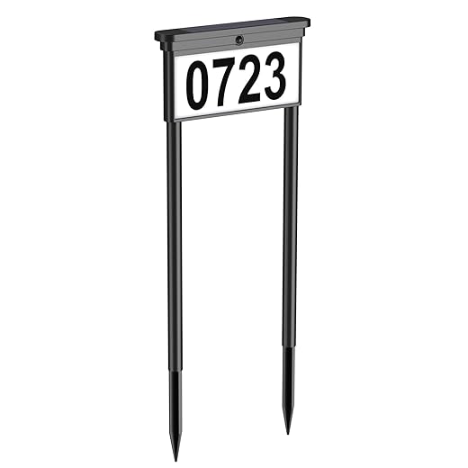 Solar Address Sign, House Numbers for Outside Double Side, 12 Modes Lighted Address Plaque Outdoor Waterproof, Illuminated LED Address Numbers for Yard Home Mailbox, 1 Pack