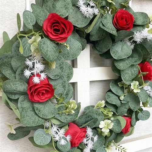 Couronne de fleurs de Noël pour porte extérieure lot de 2 pièces