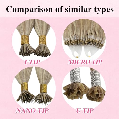 Image of YoungSee Micro Beads Hair Extensions Blonde Microlink Hair Extensions Highlight Blonde with Golden Blond Bead Extension Human Hair for Long Hair 24Inch 57g 50s Natural Hair Extension