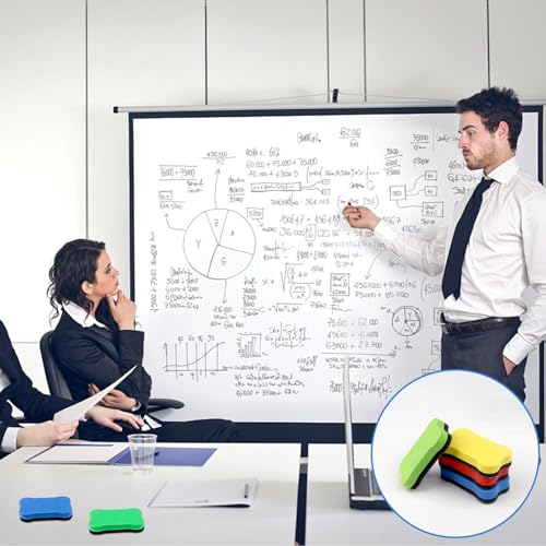 Image of Duster for White Board, 4PCS Colorful Whiteboard Erasers, Duster for Black Board, 7cm x 4cm Small White Board Cleaner for Office, Classroom, Conference Room