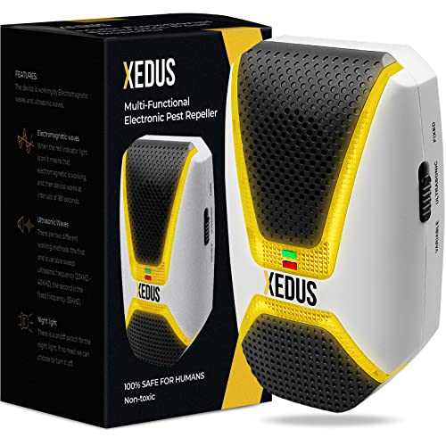 XEDUS Ultrasonic Pest Repeller Plug in - Electromagnetic Pest Reject - Defender Repellent - Electronic Pest Control - Indoor Safe Device - Mosquito, Mice, Ant, Cockroach, Spider, Rat, Bug Insect