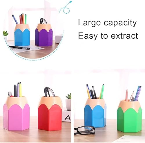 Miniatura 9 de QUROXO Portalápices en forma de lápiz, portalápices en forma de lápiz para escritorio, organizador de almacenamiento de bolígrafos, soporte para