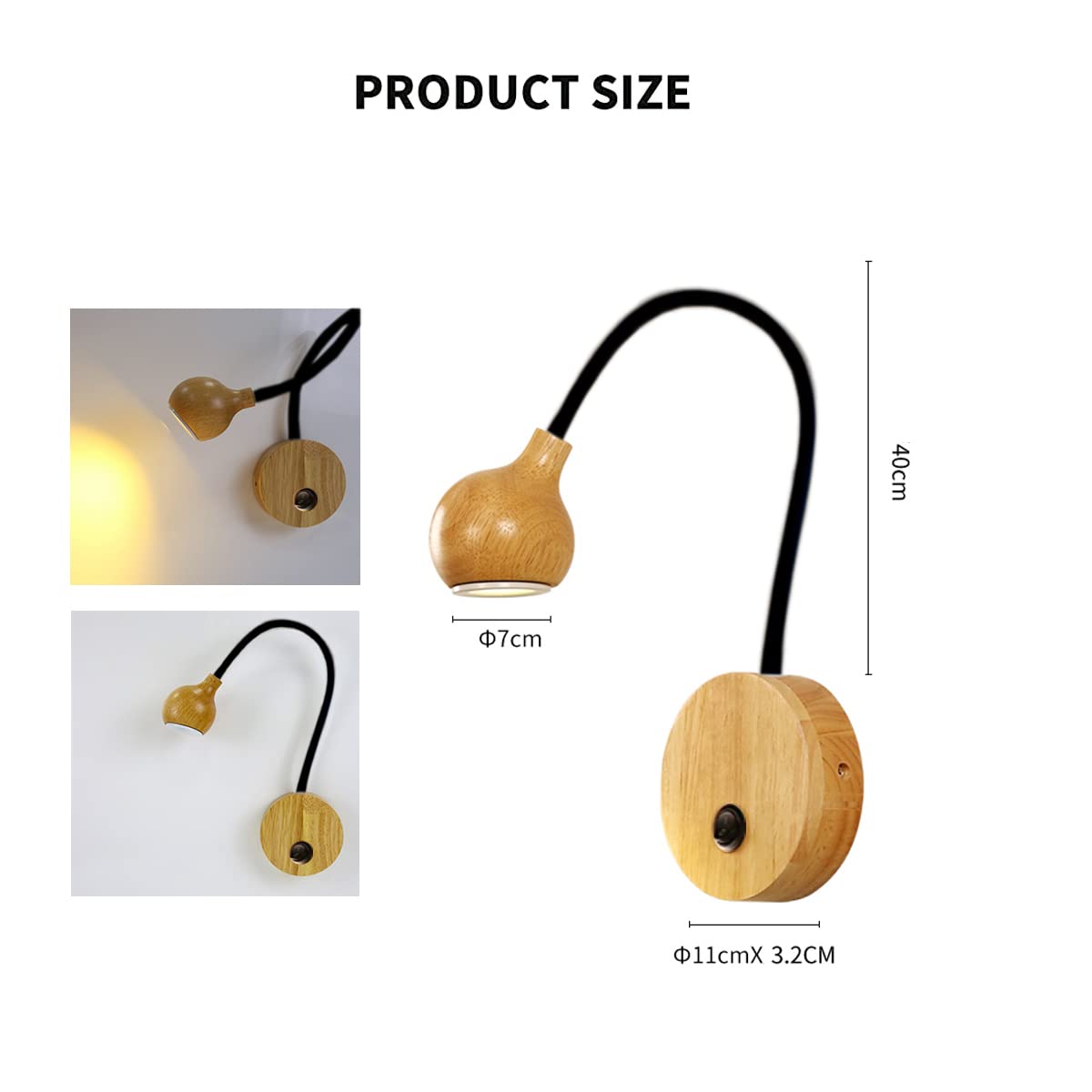Leeslamp 9W LED decoratieve verlichting wandkandelaar, 350 ° draaibare verstelbare wandlamp, moderne eenvoudige nachtverlichting voor slaapkamer woonkamer [Energieklasse A