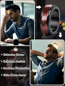 Milacolato 8 PCS Bague Homme Acier Inoxydable Noir Tournante Chaîne Rock Bague Vintage Gothique Anneaux en Fiber de Carbone Bagues Dragon Celtique Bleu Mariage Promise Bande Anneau Taille 52-70