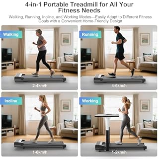 Walking Pad Treadmill with 5% Incline - Under Desk Running Machine Mat Pads for Home Office Portable Mini Small Compact Quiet Flat Indoor Magnetic Lightweight Electric Treadmills Remote Control 6KM/H