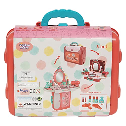 Image of 2-in-1 Beauty Set Briefcase for Kids, Portable Makeup and Salon Pretend Play kit with Stylish case Design, Perfect for Creative Role-Play and on-The-go Fun.